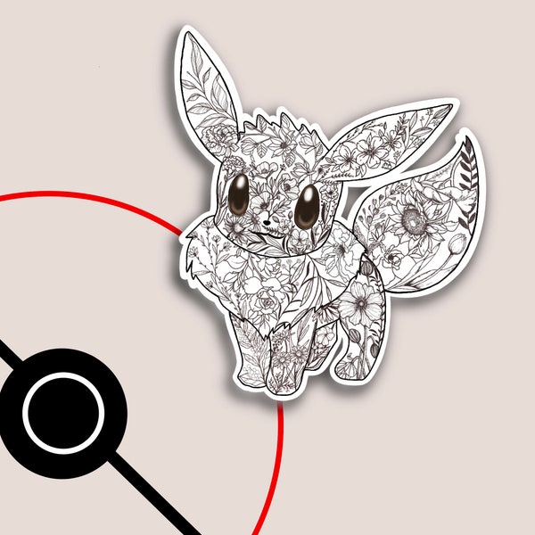 Floral Eevee | floral sticker | eevee sticker | Pokémon | nerdy stickers | flower sticker | eeveelution | hydroflask | nalgene | laptop