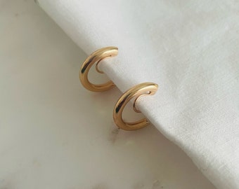 Painless U clip earrings, small gold hoop earrings