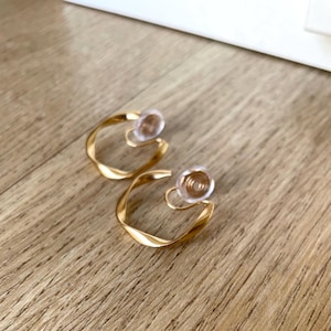 Gold U Clip Earrings Painless Small Hoops