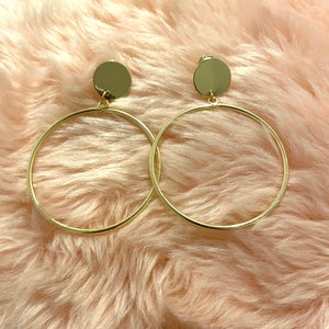 Gold hoop clip-on earrings image 1