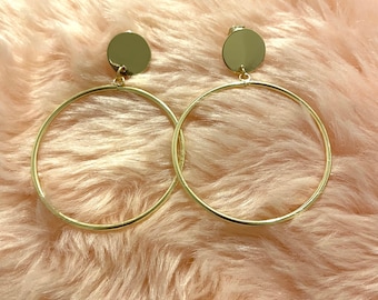 Gold hoop clip-on earrings