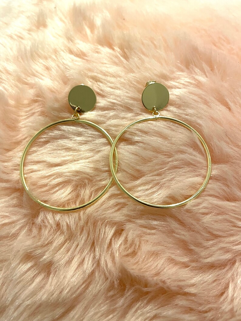 Gold hoop clip-on earrings image 1