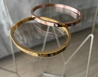 Thin bracelet (4mm thick) - yellow gold and rose gold