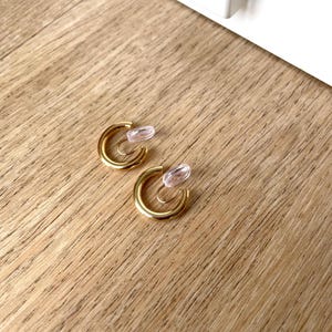 Gold U Clip Earrings Painless Small Hoops