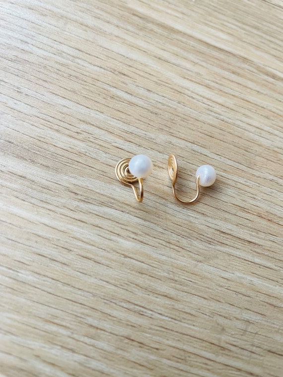 Small Pearl U Clip Earrings Without Pain Etsy
