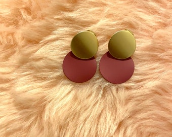 Boucles d'oreilles clip dorées et bordeaux