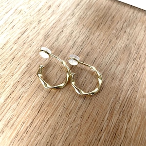 Gold U Clip Earrings Painless Small Hoops