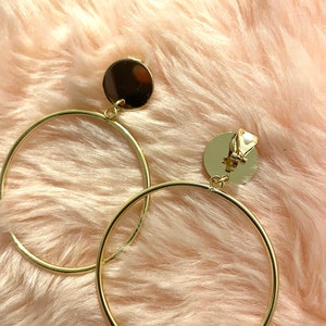 Gold hoop clip-on earrings image 6
