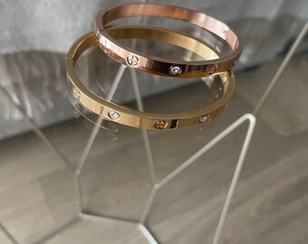 Bracelet (6mm thick) - yellow gold and rose gold