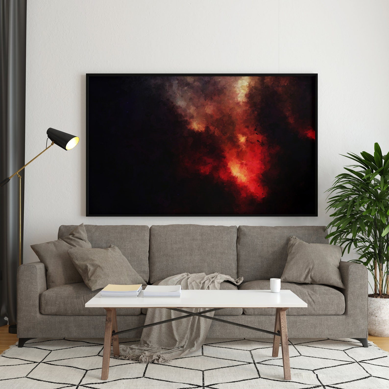 Red and Black Printable Abstract Wall Art, Modern Home Art, Digital ...