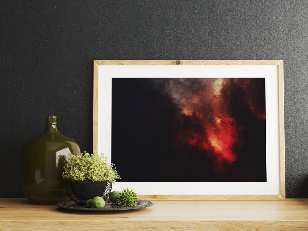 Red and Black Printable Abstract Wall Art, Modern Home Art, Digital ...