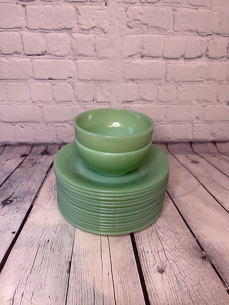 Vintage Fire King Jadeite Plates and Bowls Etsy