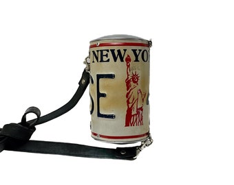 Vintage License Plate Purse Crossbody Cylinder Novelty Shoulder Bag New York State Plate