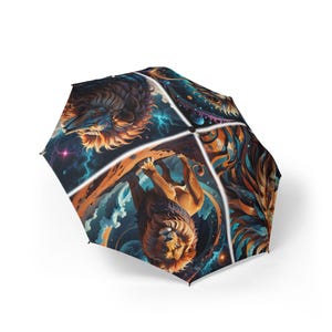 Celestial Lion Foldable Umbrella - Stylish, Compact, Travel-Friendly, Perfect for Rain or Sun, Unique Gift for Animal Lovers