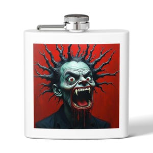 Screaming Horror Flask, 6oz Stainless Steel Hip Flask, Unique Gift for Halloween, Party Accessory, Collectible Beverage Container