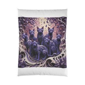 Mystical Cat Comforter | Cozy Bedding for Cat Lovers, Unique Bedroom Decor, Perfect Gift for Cat Owners, Halloween Decor, Boho Home