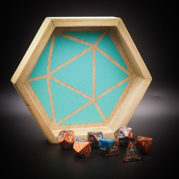 D20 Dice Tray - Handpainted Wood