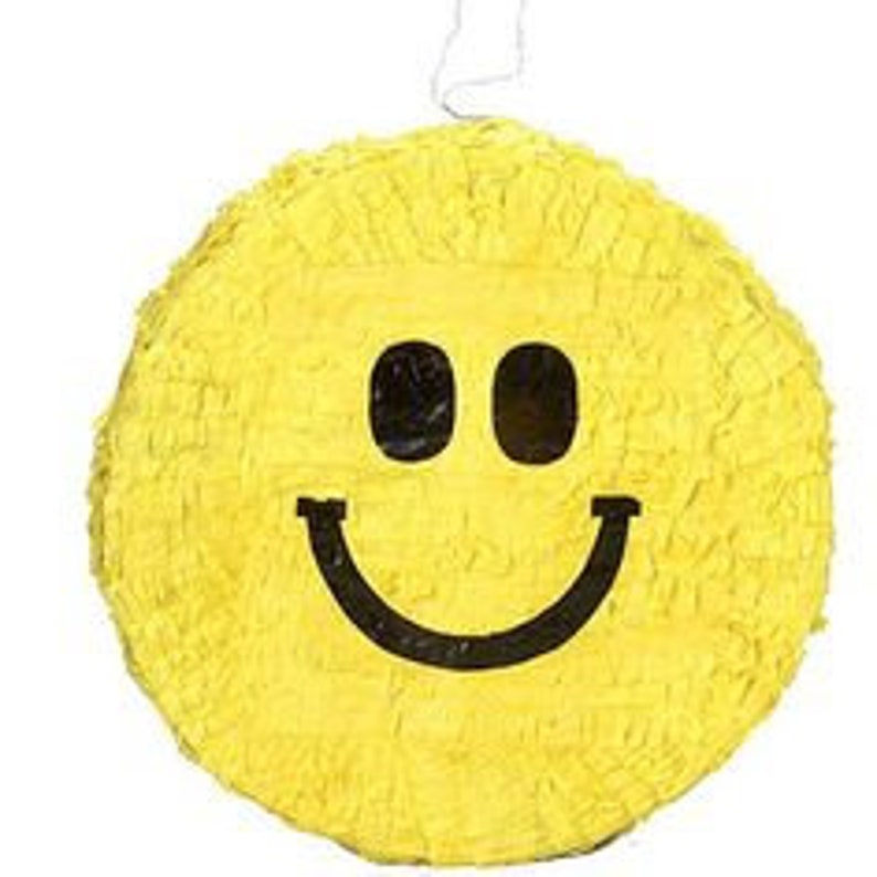 16 Inch Smiley Face Emoticon Pinata - Colorful Party Pinata For Birthday, Holds 3-8 Lbs Of Candy, With Hanging String