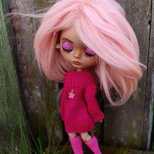 RESERVEDBlythe custom doll Ooak art doll, bjg, clothes for Blythe doll, gift for her, Pink hair, collectible doll image 4