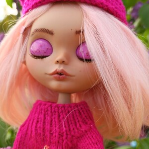 RESERVEDBlythe custom doll Ooak art doll, bjg, clothes for Blythe doll, gift for her, Pink hair, collectible doll image 6