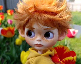 Blythe Boy custom doll Ooak art doll, bjg, clothes for Blythe doll, Boy doll, A red boy with freckles