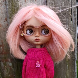 RESERVEDBlythe custom doll Ooak art doll, bjg, clothes for Blythe doll, gift for her, Pink hair, collectible doll image 2