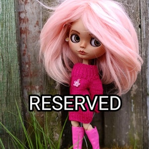 RESERVEDBlythe custom doll Ooak art doll, bjg, clothes for Blythe doll, gift for her, Pink hair, collectible doll image 1