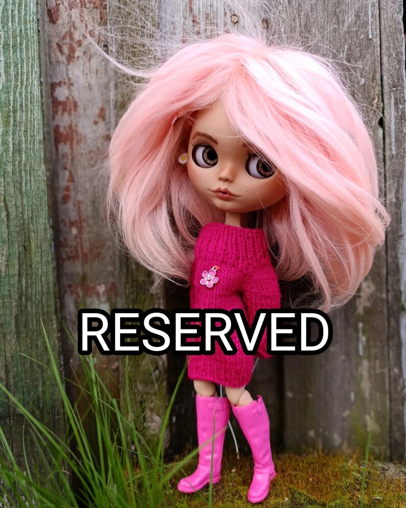 RESERVEDBlythe custom doll Ooak art doll, bjg, clothes for Blythe doll, gift for her, Pink hair, collectible doll image 1