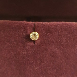 Nose Ring- Nose Stud - Nose Piercing - 18K Solid Yellow Gold 4mm genuine cubic zirconia