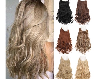 Halo Hair Extensions Ombre Synthetic Invisible Wire in Curly - Etsy