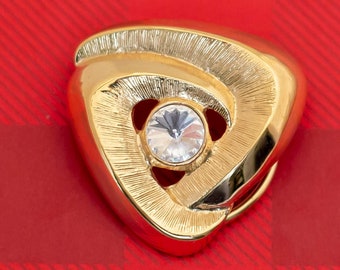 Vintage Mid Century Triangle Diamond Gold Tone Clip - O15