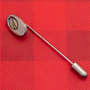 Vintage Mid Century Abalone Oval Silver Tone Stick Pin - O13