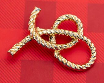 Vintage Minimalist Rope Gold Tone Brooch - O13