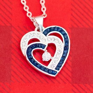 Vintage Heart Multicolor Rhinestone Pendant Necklace 18 Inches - O27