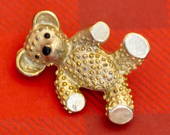 Épingle à Cravate Vintage En Forme D'Ours - Dorée - Occasion - Bijou Fantaisie