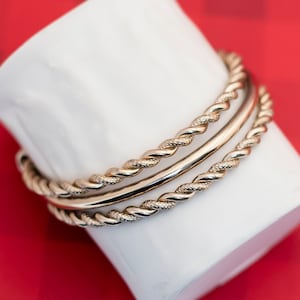 Vintage Boho Faded Gold Tone Bangle Bracelet 8 Inches - O23