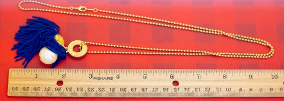 Vintage Faux Pearl Tassel Pendant Necklace by Mar… - image 3