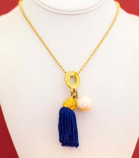 Vintage Faux Pearl Tassel Pendant Necklace by Mar… - image 2