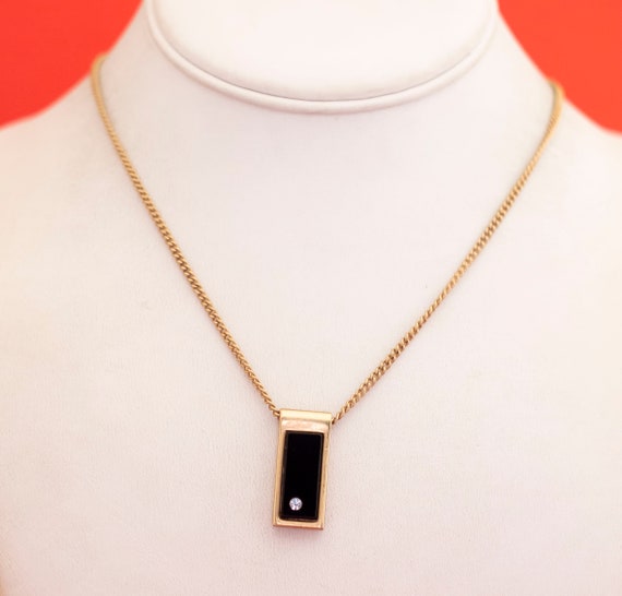 Vintage Black Modern Necklace by Avon, 18 Inches … - image 2
