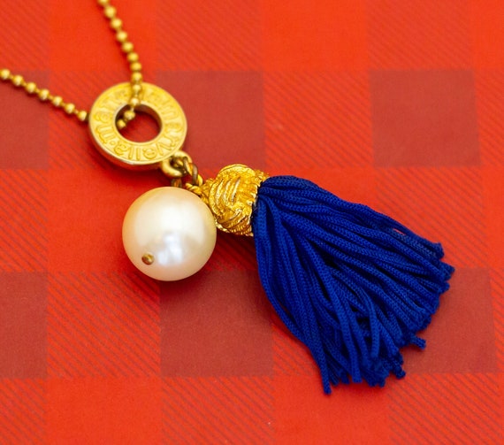 Vintage Faux Pearl Tassel Pendant Necklace by Mar… - image 1