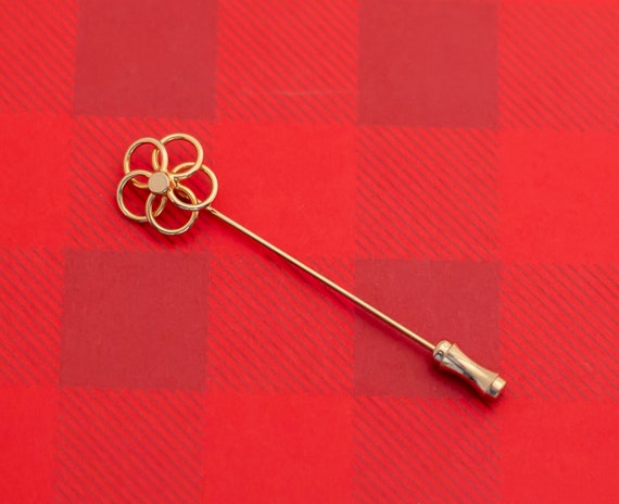 Vintage Boho Floral Gold Tone Stick Pin - O1 - image 1