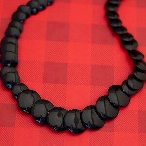 Vintage Gothic Black Beaded Necklace 30 Inches - O12
