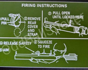M72 LAW Instruction Sticker - Dark (Army) Green