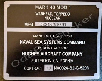 MARK 48 Nuclear Torpedo Part Number Sticker (Stargate)