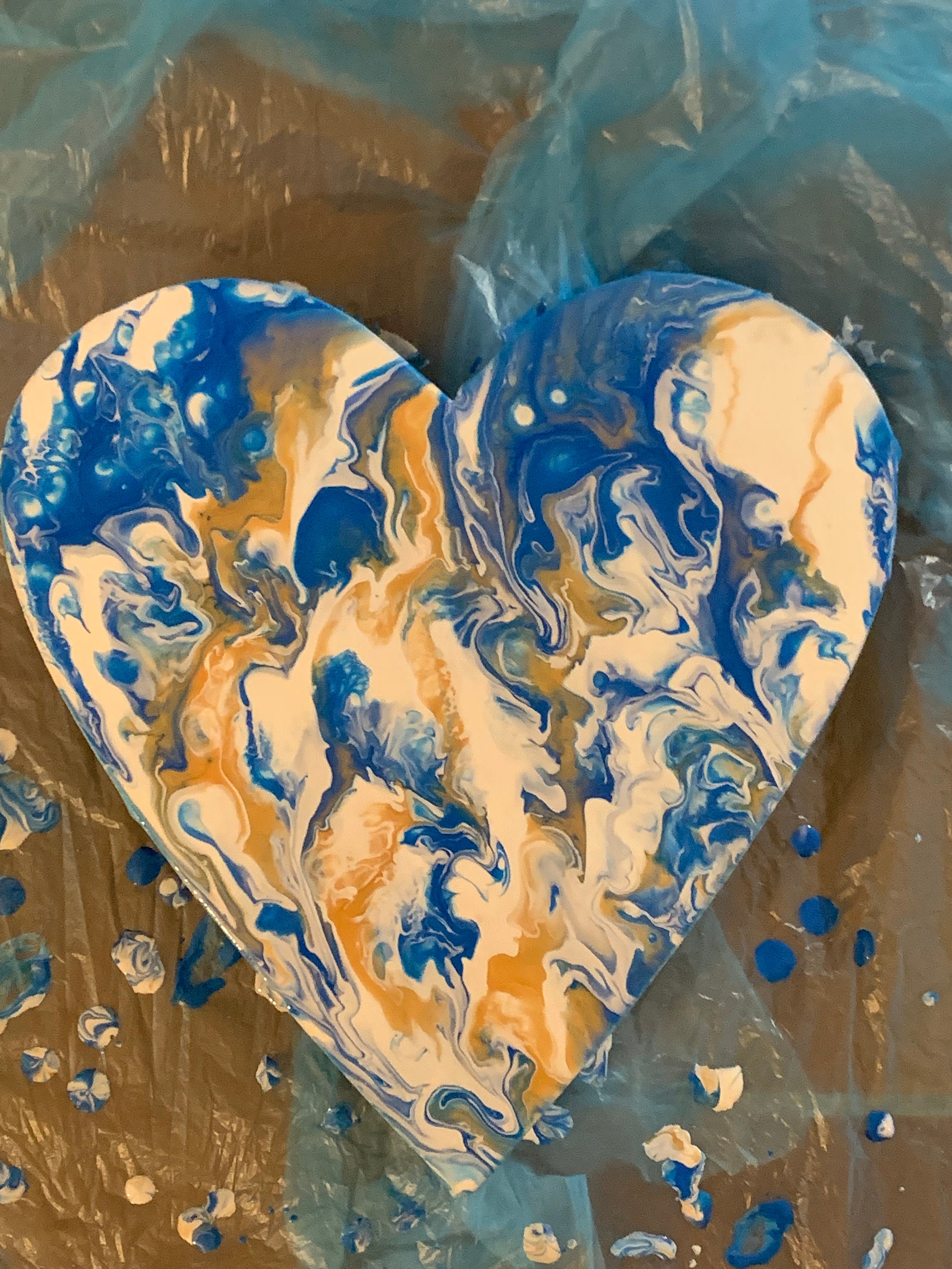 Acrylic Pouring Coeur Bleu