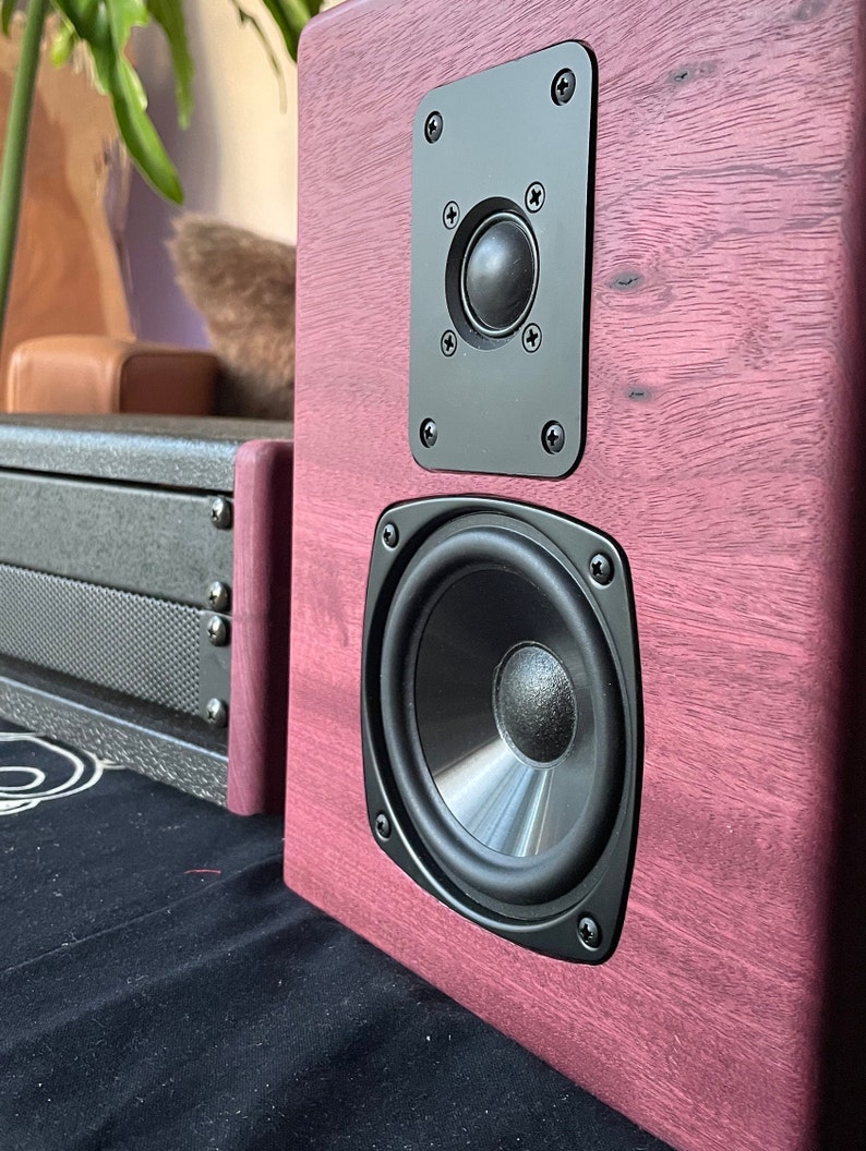 Live Edge Bookshelf Speaker Pair Purpleheart Edition Passive Hifi Handmade Etsy