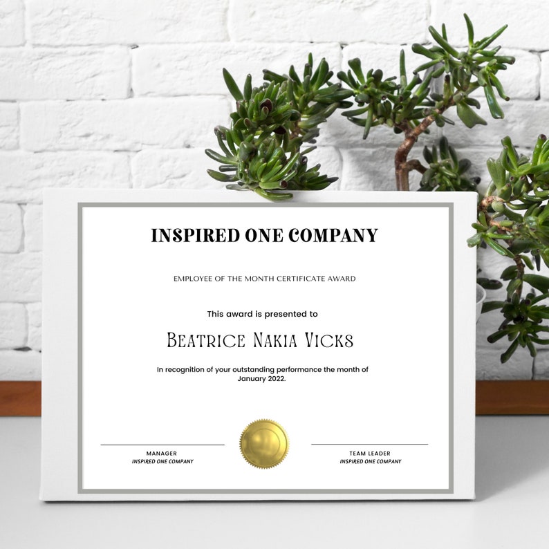 Employee of the Month Canva Template Etsy