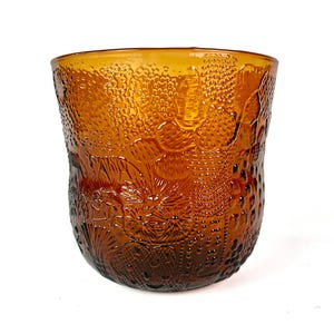 1970s Oiva Toikka Nuutajärvi Fauna Series Finnish Amber Glass Bowl