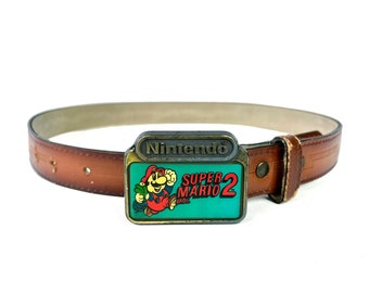 1980s Nintendo Super Mario Bros. 2 Lee Faux Leather Belt & Buckle - 23.5" to 28"