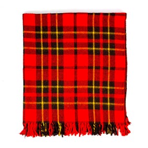 Vintage Black Red Yellow Acrylic Picnic Throw Stadium Picnic Plaid Blanket